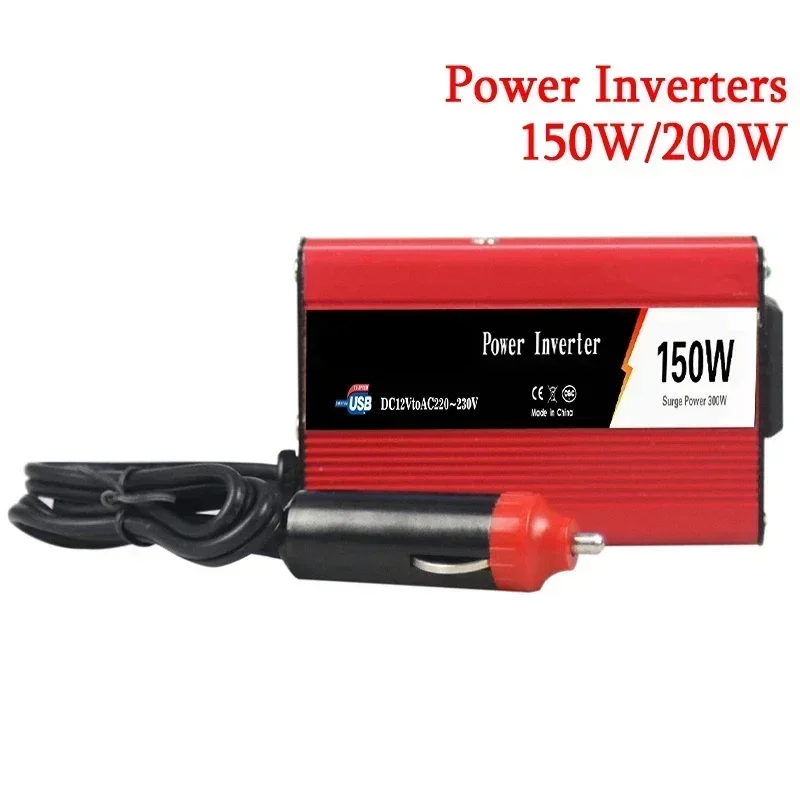 

150W 200W Car Power Inverter Car Inverter Mobile Usb Car Charger DC 12V To AC 110V/220V Power Converter Solar Power Inverter