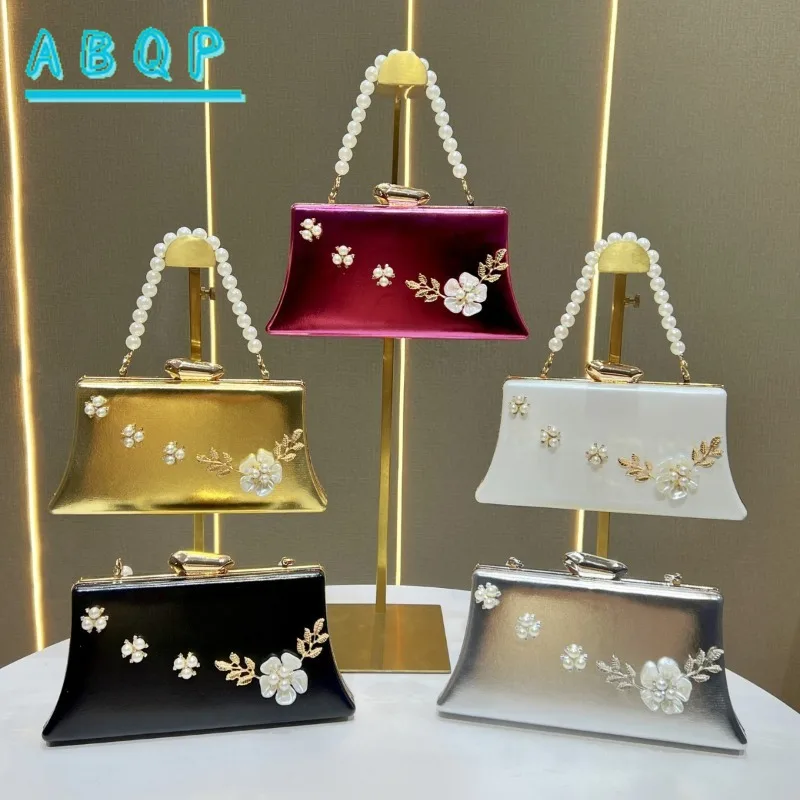 

New Evening Women's Bag Fashion Shiny Dinner Party Clutch Luxury Brand Pearl Style Women's Shoulder Crossbody Bag High Quality