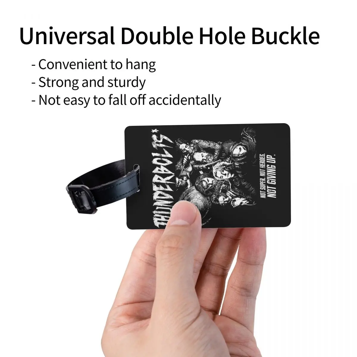 맞춤형 썬더볼츠는 여행 가방용 이름표가 있는 수하물 태그를 포기하지 않습니다. 개인 정보 보호 커버 ID 라벨