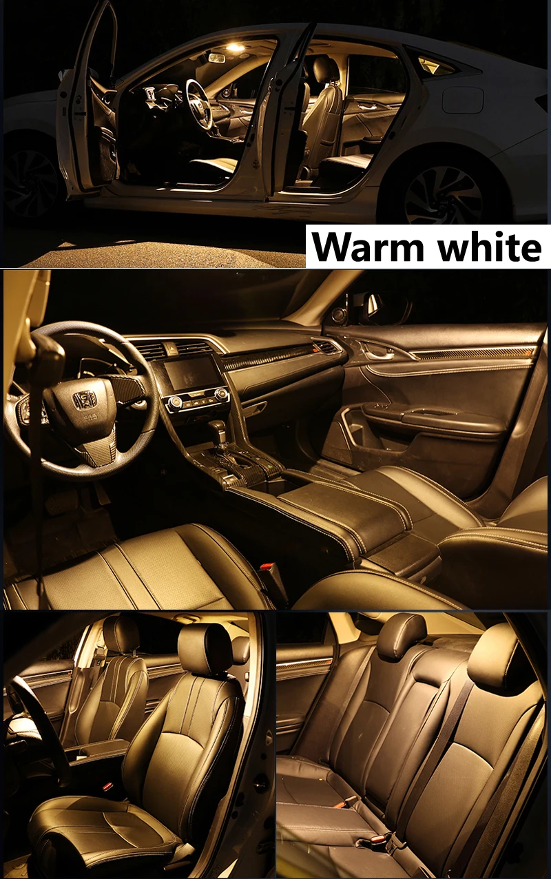 Kit D'ampoules LED Pour Plafonnier Intérieur De Voiture - Compatible VW Sharan - 4 Ampoules W5W/C5W - 6000K Blanc