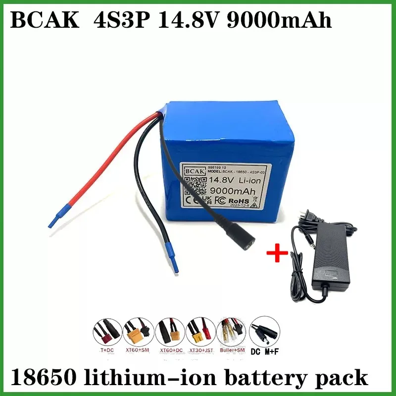 BCAK 14.8V  9000mAh Li-ion Battery Pack 4S3P BMS for Electric Cordless Spin Mop Sweeper Vacuum Cleaner Solar Street Light