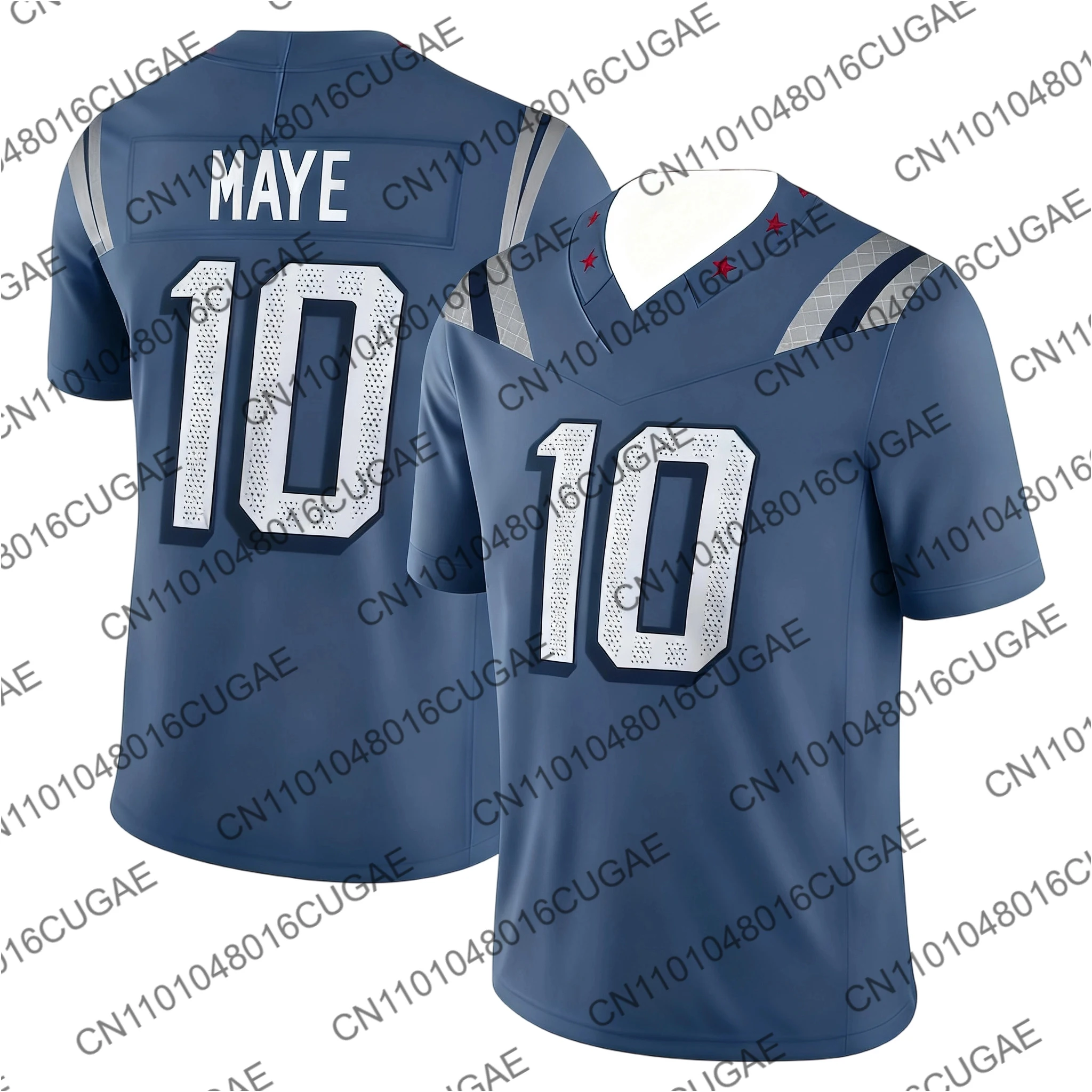 2025 Drake Maye azul Nueva Inglaterra Patriots Rivalries Jersey número 10 colección Jersey hombres mujeres Casual sudadera deporte Top Kit