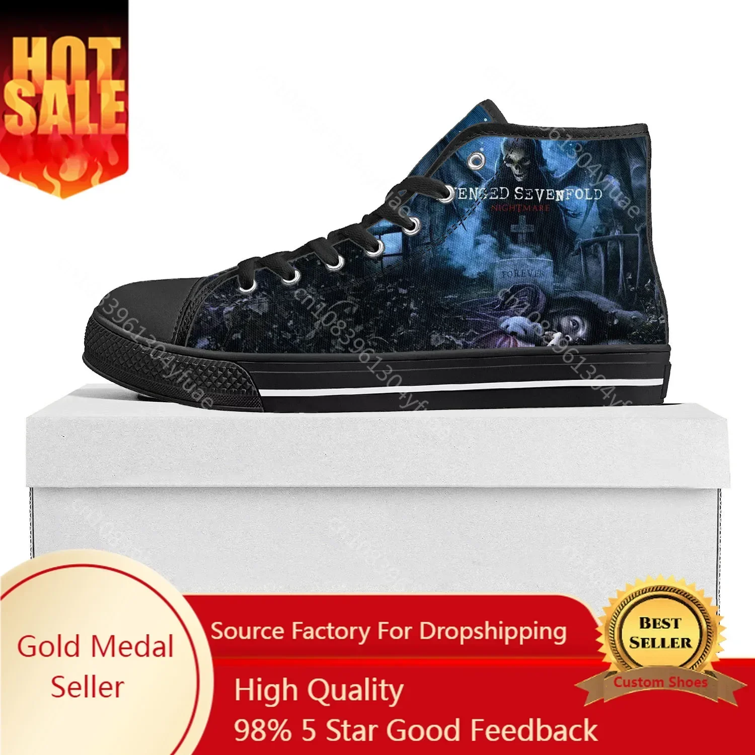 

Avenged Sevenfold A7X High Top High Quality Sneakers Mens Womens Teenager Canvas Sneaker Casual Couple Shoes Custom Shoe Black