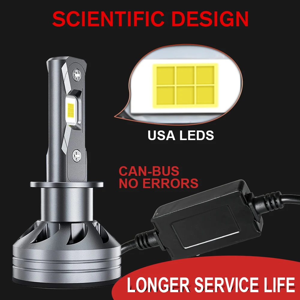 HL 2 قطعة H7 H1 LED سيارة العلوي Canbus لا خطأ 9005 9006 HB3 HB4 LED مصباح تلقائي 6000K LED ضوء لمبة للسيارات دراجة نارية 12 فولت 24 فولت #2