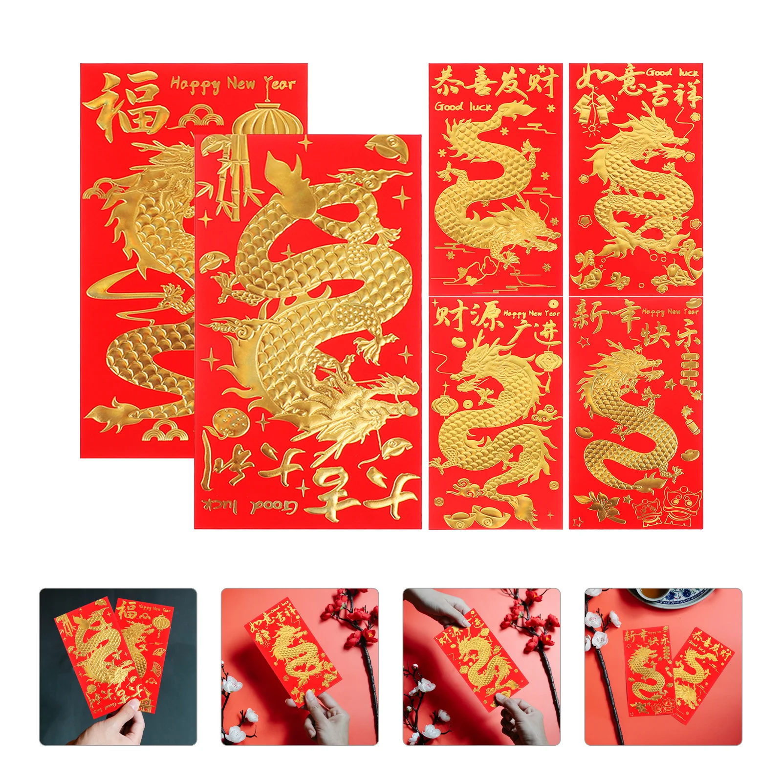 

30Pcs Money Red Pockets Chinese Lucky Money Envelopes 2024 Year Red Envelopes Cash Envelopes HongBao Party Wedding Gifts