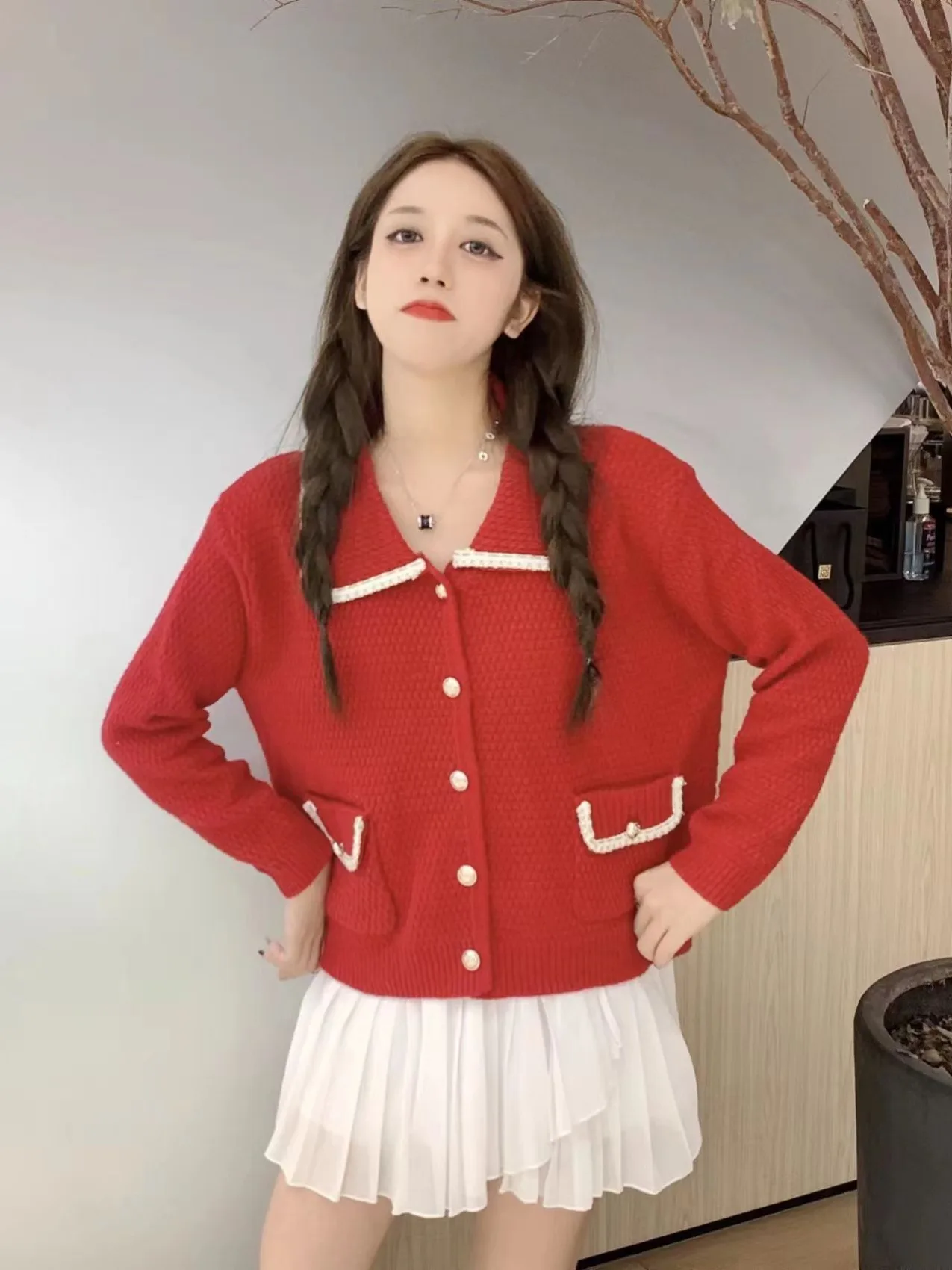 Knitted Sweater Women Cardigans New Unique Long Sleeve Turn Down Collar Knit Sweater Cardigan Women Tops Sueter Feminino Q2022