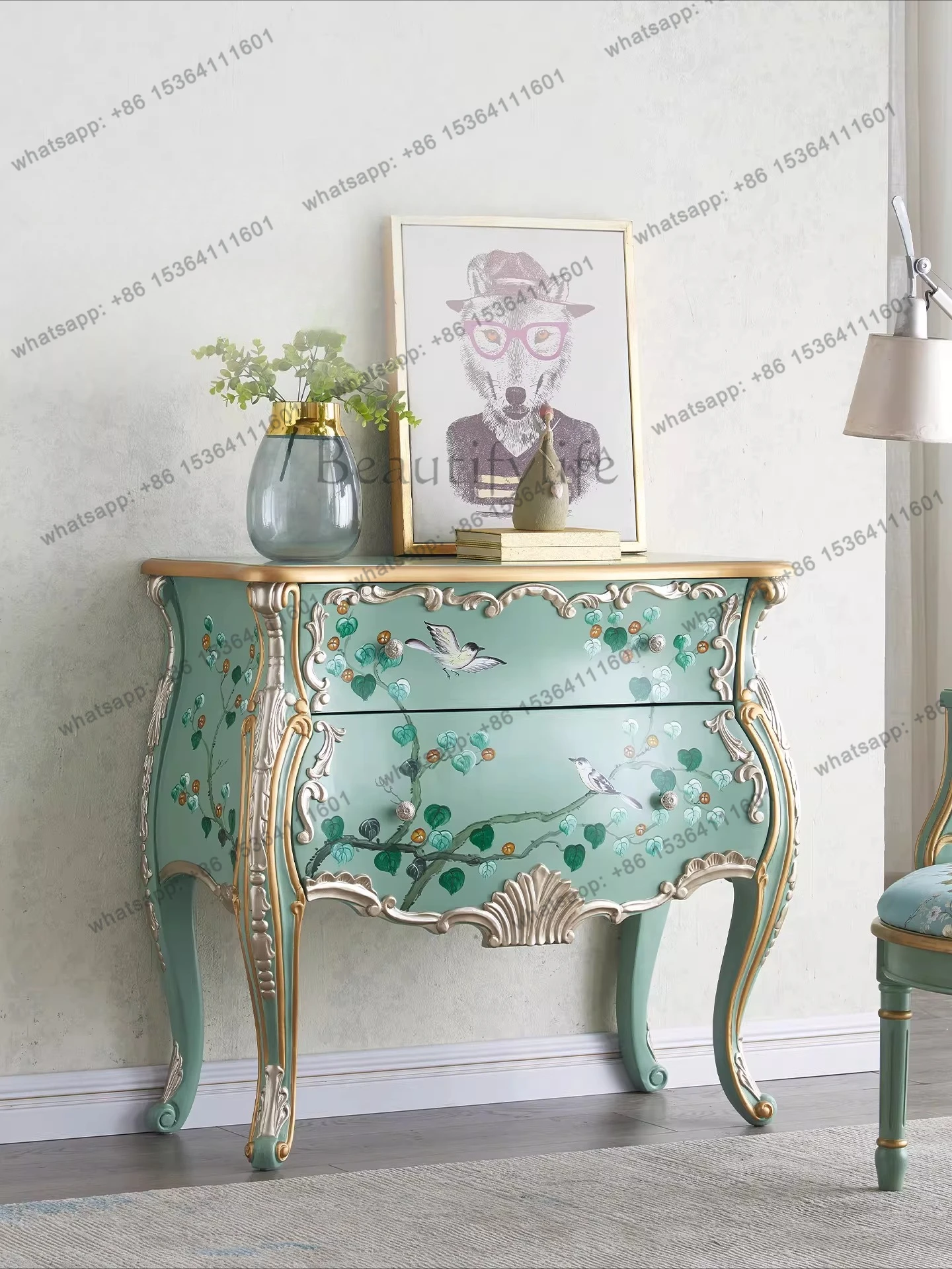 

American chest of drawers living room drawers solid wood against the wall storage cabinet