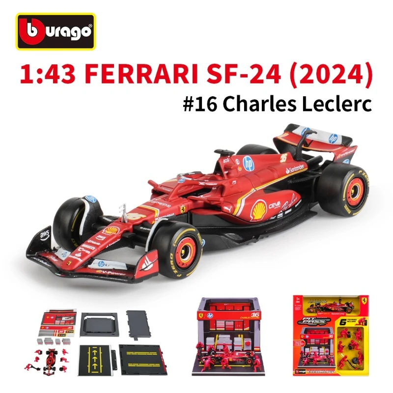บูราโก้ 1:43 เรดบูลล์ RB20 เมอร์เซเดส-เบนซ์ แม็คลาเรน F1 รุ่นเฟอร์รารี่ พิทพื้นที่ซ่อมแซม P ห้องเปลี่ยนยางฉาก