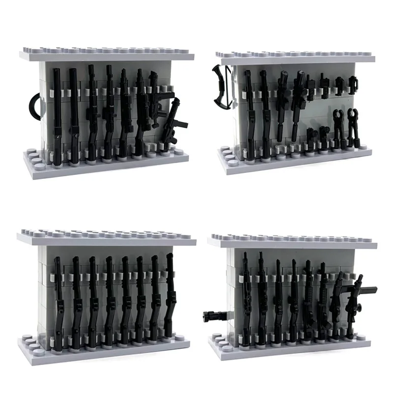 Military Weapon Gun Set Rifle Pistol Weapon Rack WW2 Soldier Accessories Figures Blocks Toys Hobbies Militarys Weapons Swat Team