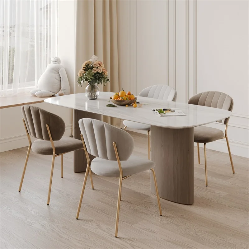 Modern Minimalist Dining Chair Bedroom Backrest Makeup Stool Skin Friendly Velvet Designer's Seat Versatile Scene Home Furniture