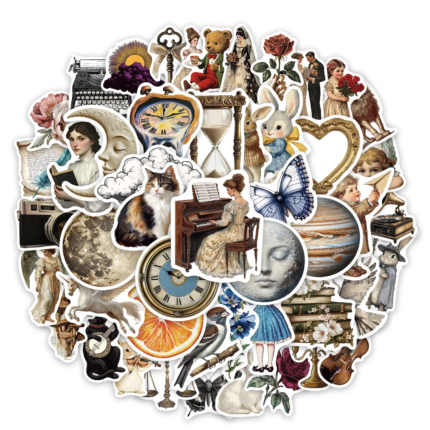 50 adesivi estetici di arte retrò, custodie per telefoni fai da te, adesivi giocattolo per tazze d'acqua per laptop