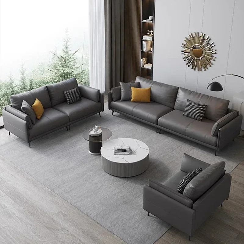 Simple Reception Living Room Sofas Leather Waterproof Armchair Nordic Living Room Sofas European Italian Canape Salon Furniture