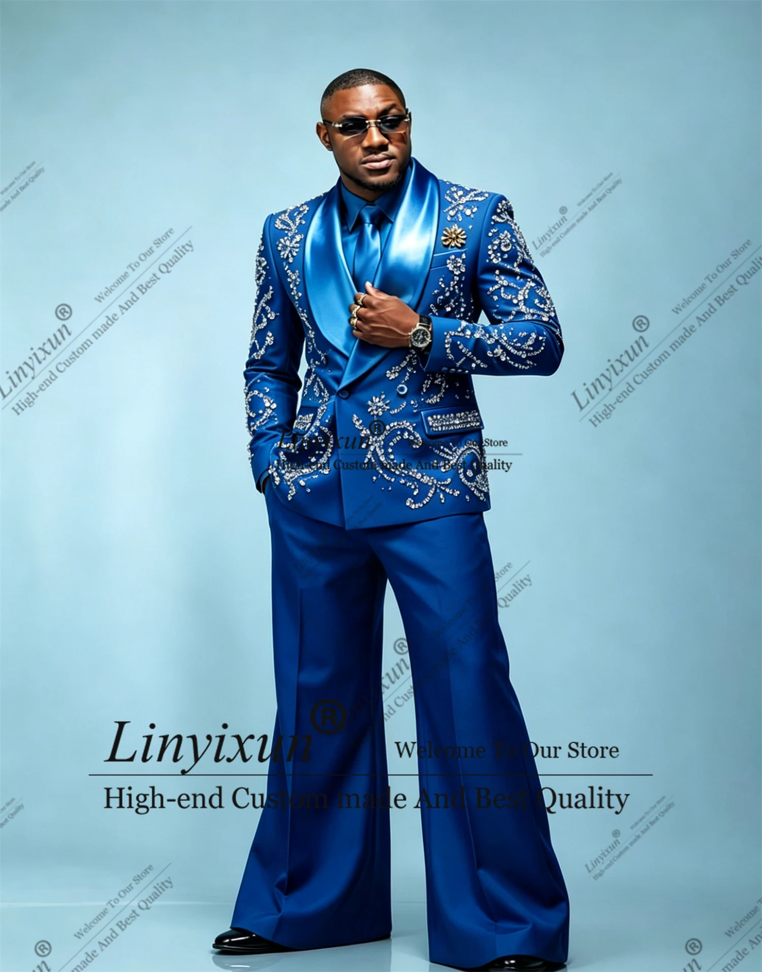 

Trend Shiny Wedding Suit For Man Beading Stones Prom Blazer 2 Piece Groom Fashion Wear Tuxedos Dinner Outfits pantalones hombre