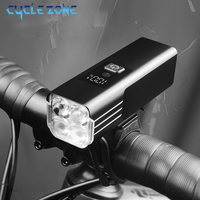 MTB Bicycle Headlights Smart Light Sensing Flashlight 4 LED Digital Display Front Light High Lightness 5 Modes Rechargable Lamp
