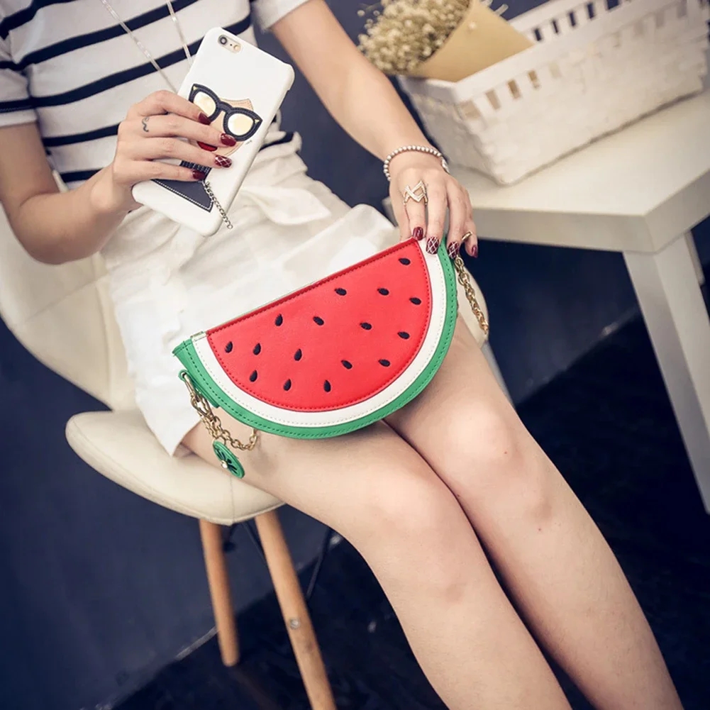 Orange Watermelon Shape Shoulder Bag Elegant Women Casual Small Handbag Leisure Purse Bag for Women Birthday Gift