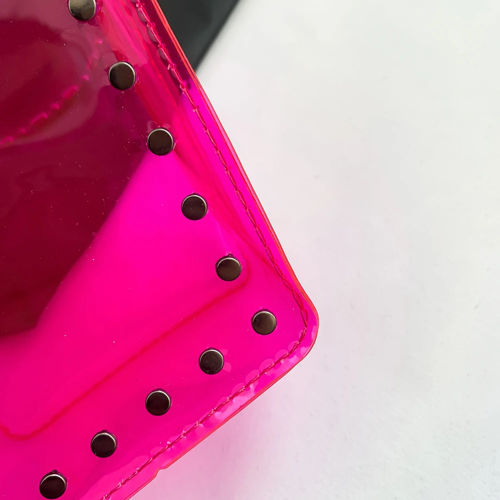 

Women Rivet Shoulder Bag PVC Gothic Crossbody Bag Clear Jelly Satchel Bag Stadium Approved Phone Bag