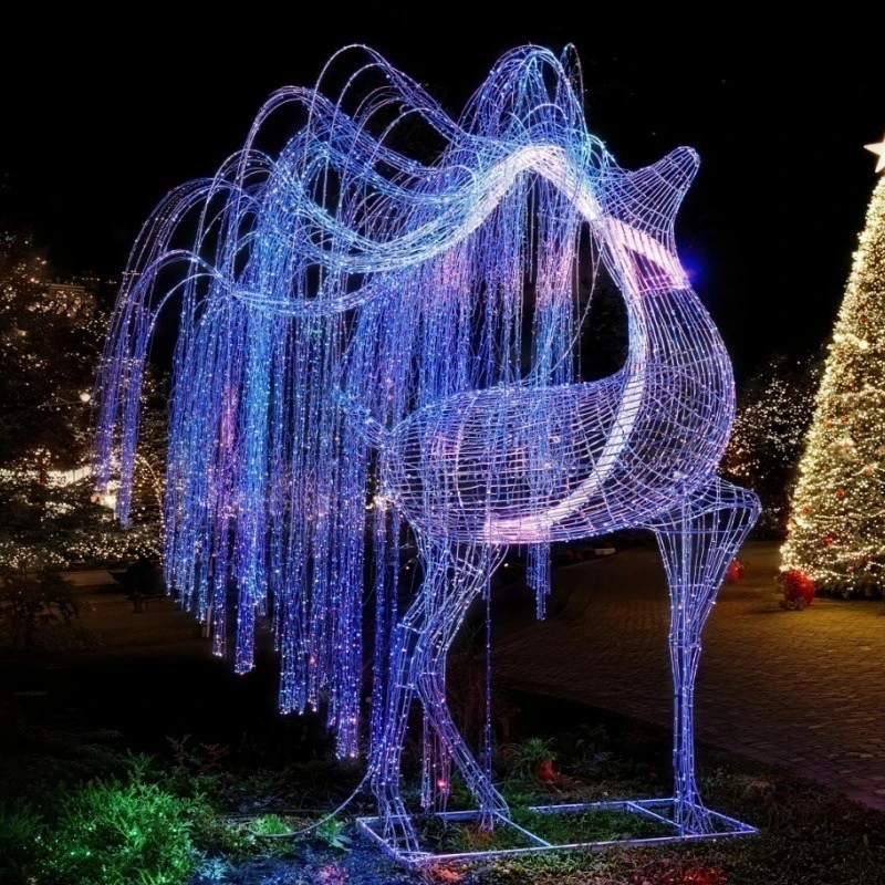 

Outdoor Forest Park Theme Scenic Area Light Festival Light Show Fiber Optic Deer Decorative Lanterns