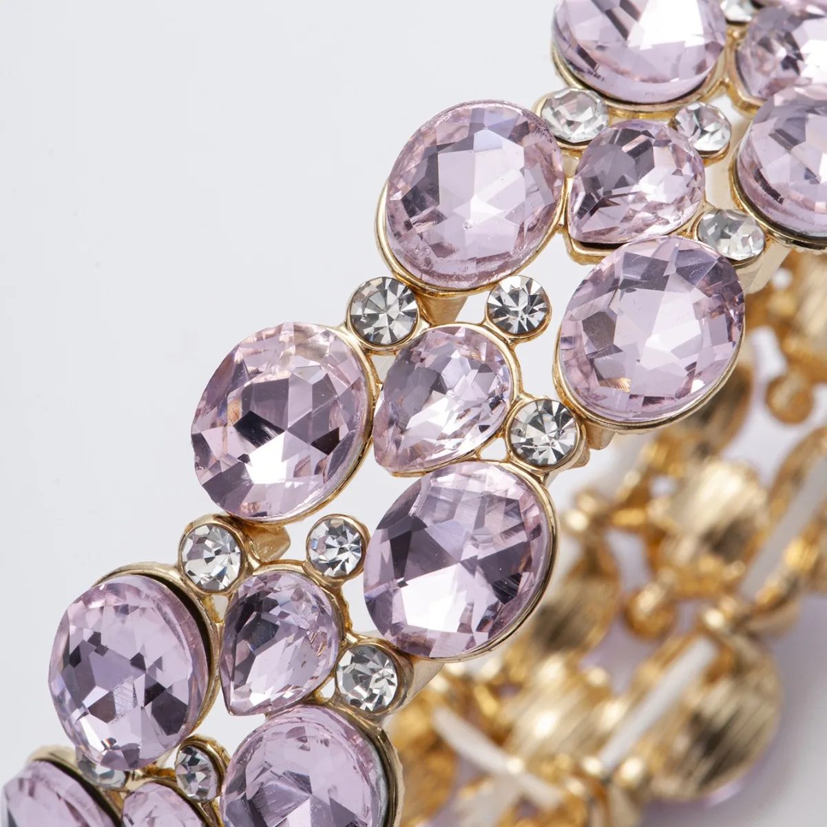 Fashion Women\'s Gold-plated Purple Rhinestone Elastic Bracelet Party Bangles