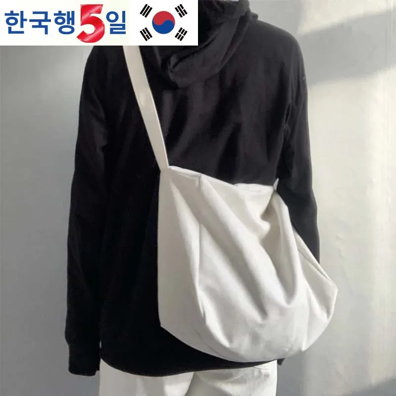 White Shoulder Crossbody Canvas Bag Shoulder Adjustable Large Capacity Multifunction Storage Bag Unisex