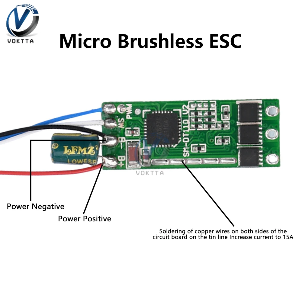 Controlador de velocidad de Motor DC6V, Mini Placa de accionamiento de Motor sin escobillas 2S 7A-15A, modelo de avión, módulo de interruptor