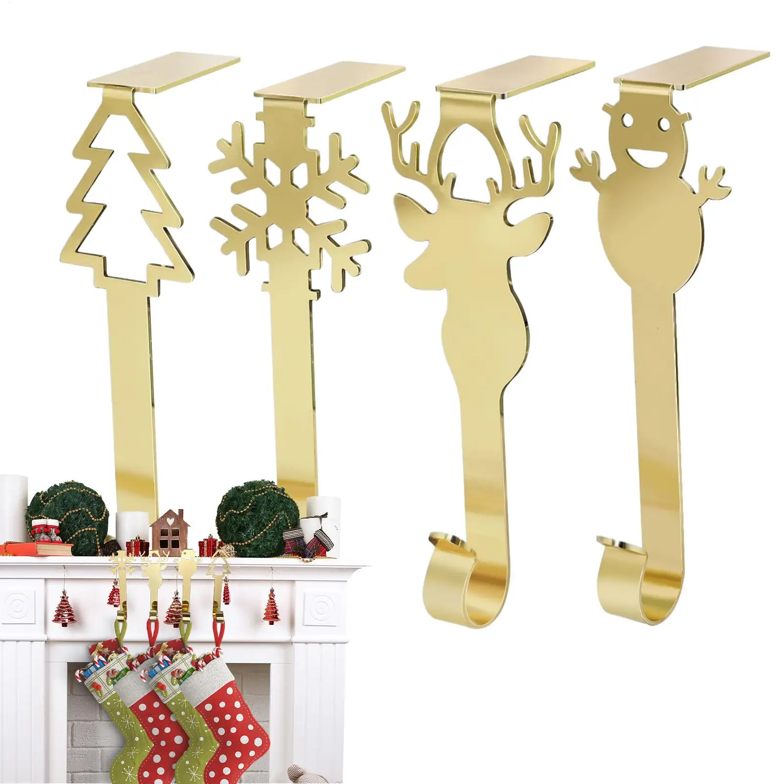 

Рождественские вешалки для чулок, 4 шт., сверхмощные нескользящие рождественские украшения, зажимы, вешалка для гирлянд, держатели для чулок для дома