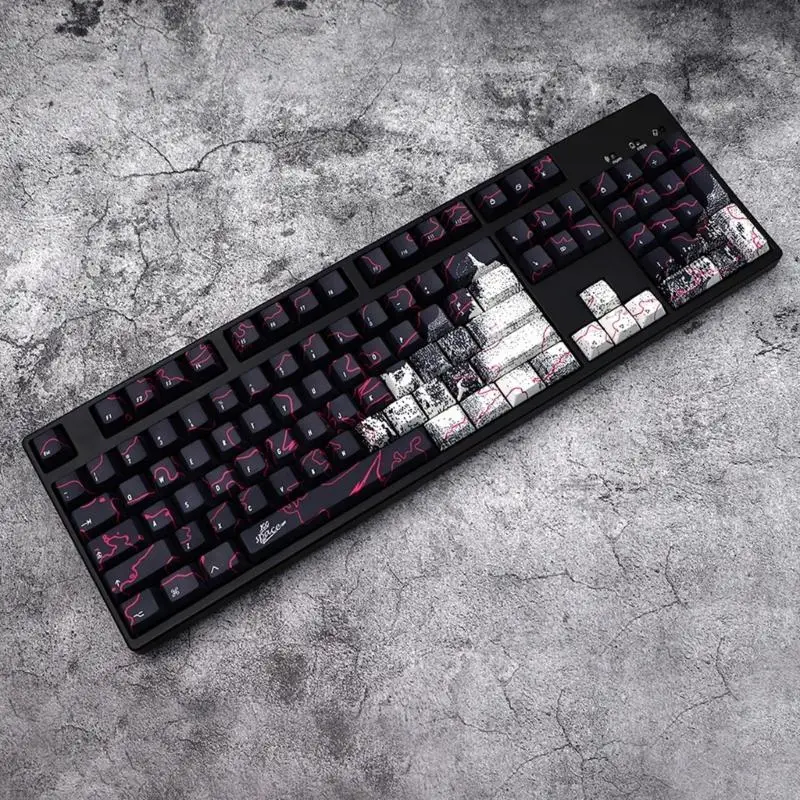 

X6HA 146 Keys Keycaps White Graffiti Theme CherryHeight PBT DyeSub Keycaps for Mechanical Keyboard