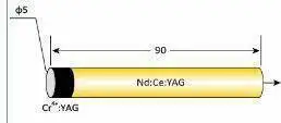 hot sale 1064nm 532nm Nd Yag laser yellow rod crystal pink rod 5*85mm nd yag laser  rod