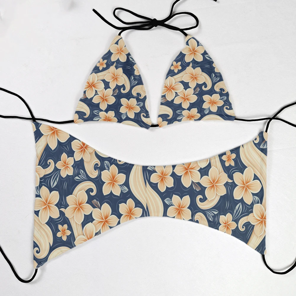 Fashion butterfly flower bikini set sexy split swimsuit chest pad detachable suitable for beach surfing sunbathing cruise ship p