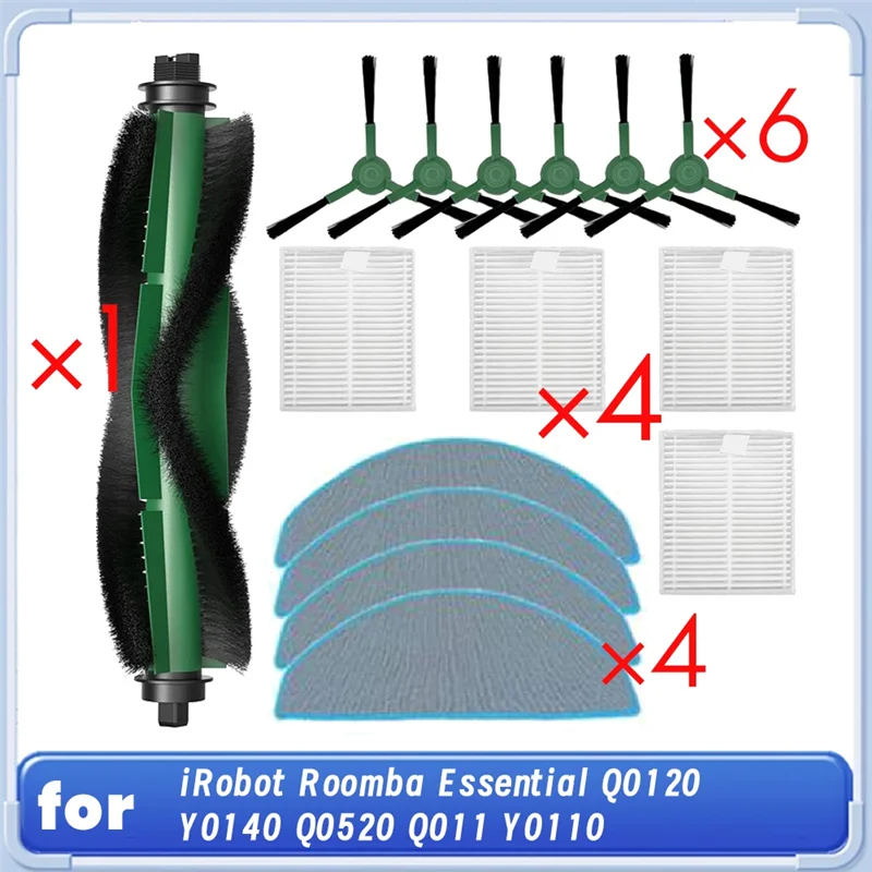 Pour Irobot Roomba Essential Q0120 Y0140 Q0520 Q011 Y0110 Robot aspirateur auto-vidant brosse latérale principale filtre HEPA vadrouille Pad-A77G