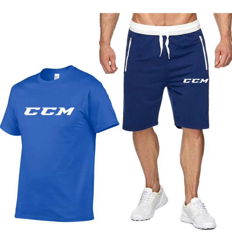 2022 New ccm Men\'s Sweatshirt Set T-shirt + shorts Tracksuit 2 Piece Set Outfits Jogger Suit Summer cotton Streetwear Clothes