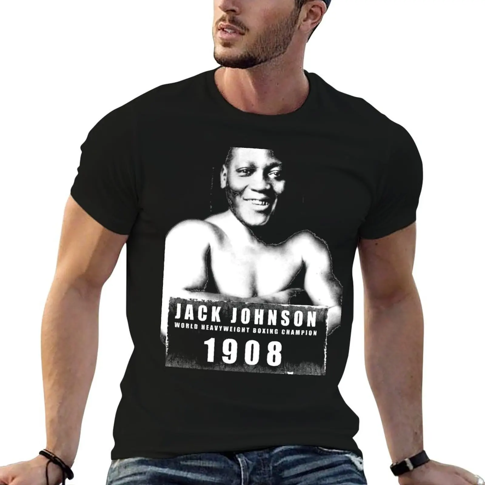 Jack Johnson legendary african american boxer. T-Shirt funny t shirts man man t shirts cotton man t shirt cotton T-shirt