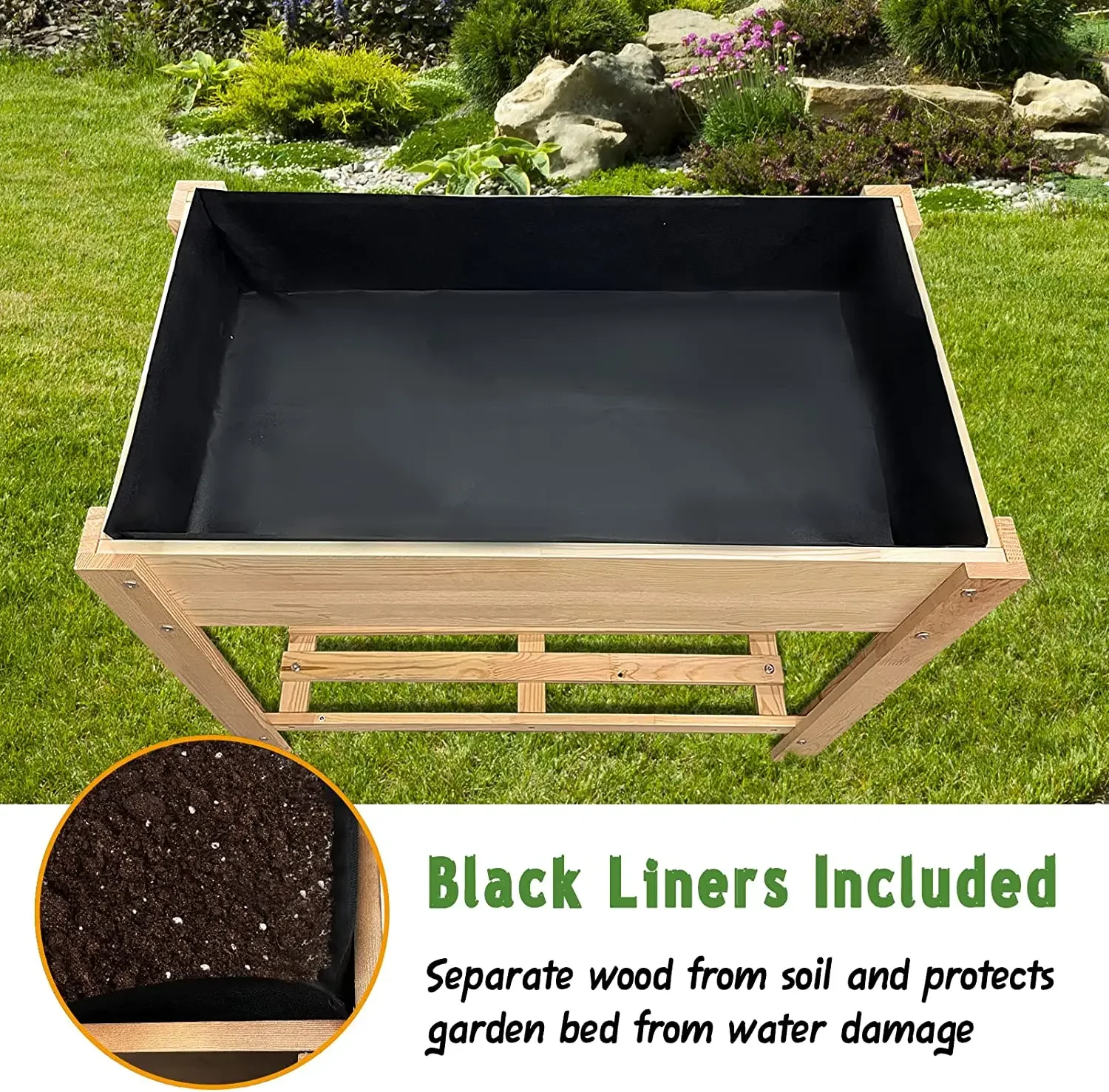 Cedar Raised Garden Bed Kit With Legs Outdoor Elevated Wood Planter Box With Storage For Shelf Vegetable Flower Herb