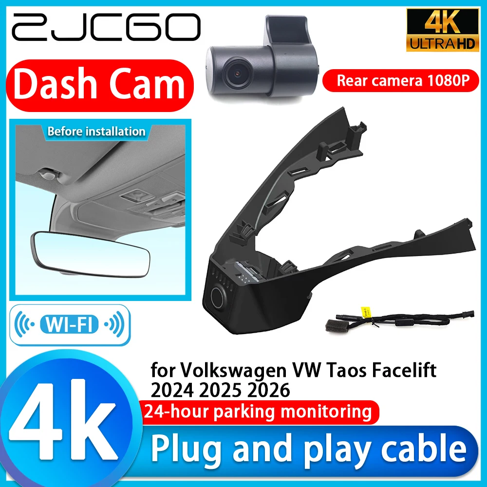 

ZJCGO for Volkswagen VW Taos Facelift 2024 2025 2026 4K DVR Dash Cam Car Camera Sony Lens 24h Monitor Video Recorder Recording