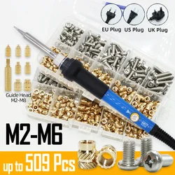 Heat Set Insert Soldering Iron Tip Head M2 M3 M4 Brass Insets Nut Bolt Tool Kit Threaded Screw Insertion for PC 3d Print Plastic