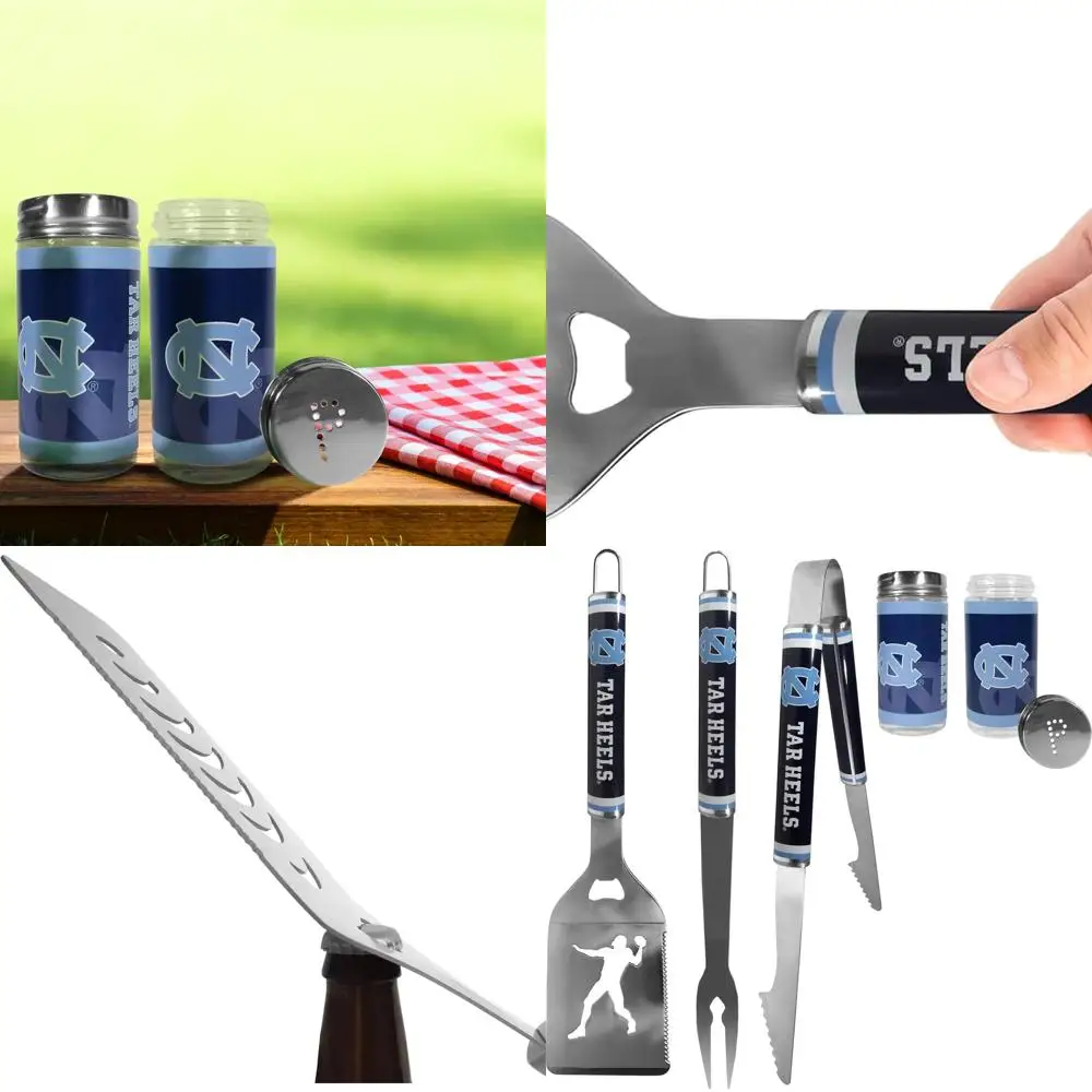 

North Carolina Tar Heels 3-Piece Steel BBQ Set with Shakers in Team Colors