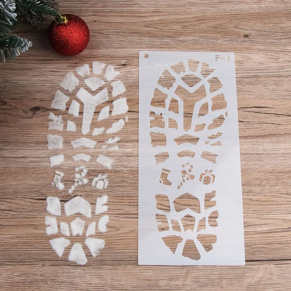 Craft Floor Decor Footprints Wall Window Graffiti Drawing Tool Painting Template Cute Snowman Christmas Style Stencil