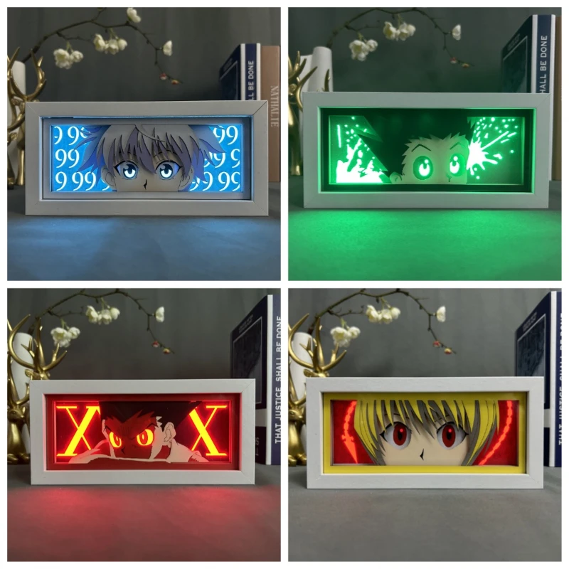

HUNTER×HUNTER Anime Paper Cut Shadow Box Killua GON Kurapika Led Light Bedroom Desk Decor Lightbox Birthday Gift Toys