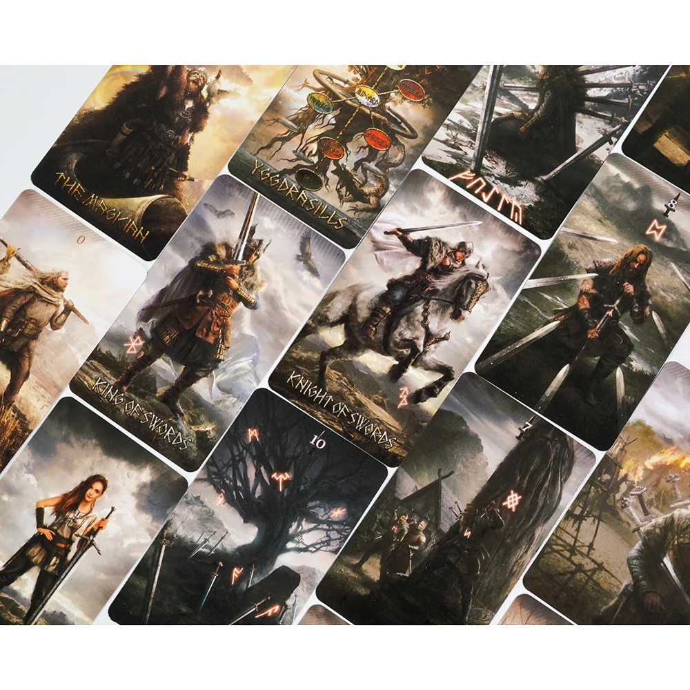 78 rune tarot cards to unlock the secrets of ancient Norse, using the Ryder Whitetarot system board game, game gifts