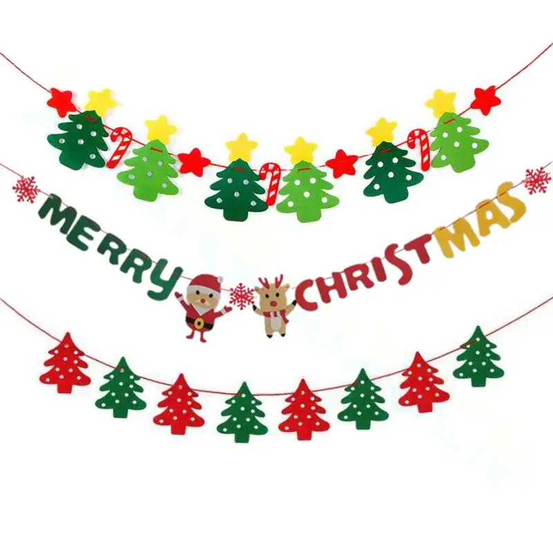 Felt Christmas Flag Merry Christmas Banner Decorations for Home Santa Claus Xmas Noel non-woven fabric Décor New Year