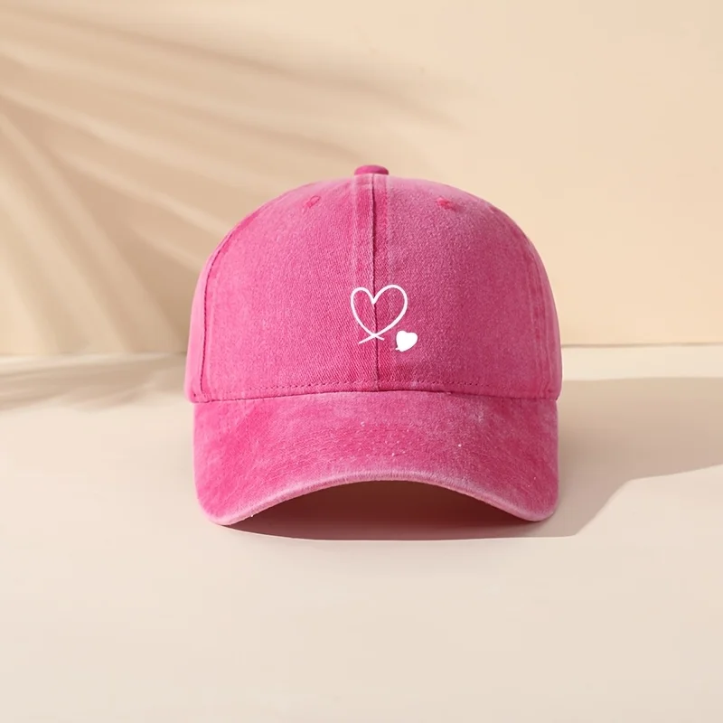 1 Stück hochwertige Damen-Baseballkappe mit Herz-Print für Freizeitsport im Freien