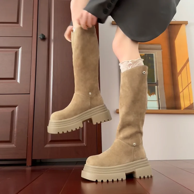 

Винтажные женские рыцарские сапоги на толстом каблуке на платформе, модные две способа ношения, современные длинные Botas Para Mujer