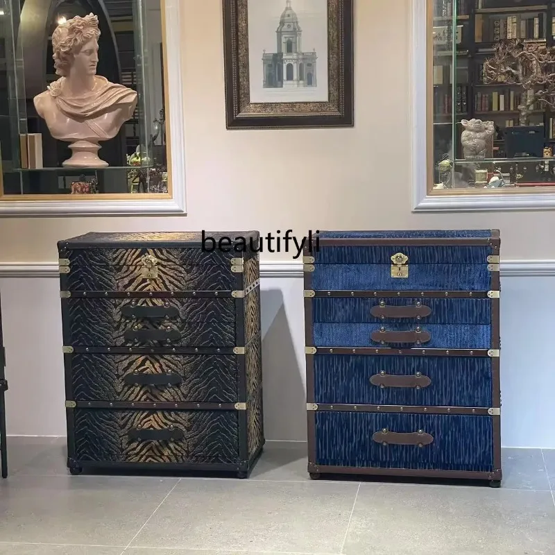 

Esmt163 Sapphire blue high-end light luxury Italian retro display cabinet living room storage cabinet exhibition hall stud