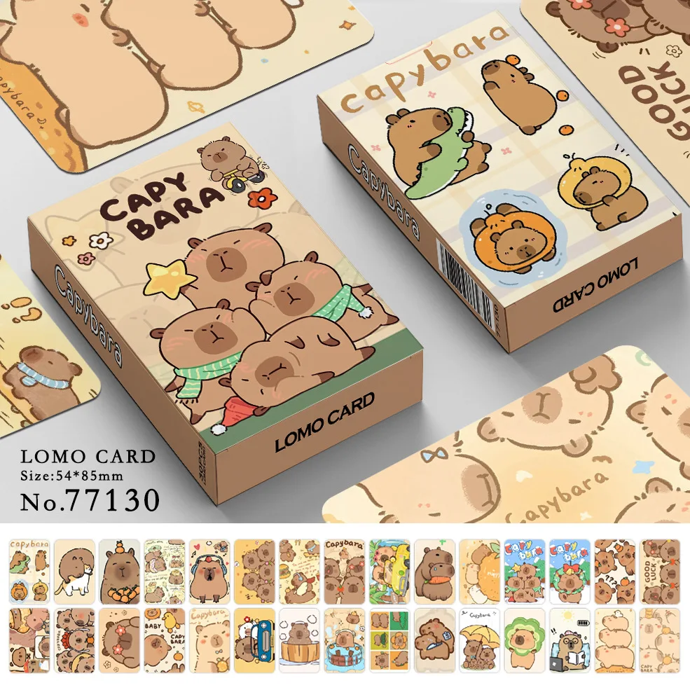 30pcs Cartoon Animal Capybara Double Sided Printing Card Cartoon Lomo Cards HD Photocard Kids Gift Collection Cards