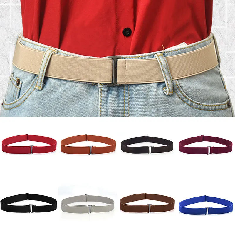 

New Elastic Band Elastic Waist Belt Flat Buckle No Show Invisible Elastic Web Strap Belt Women Belt Slim Soft Dresses Waistband