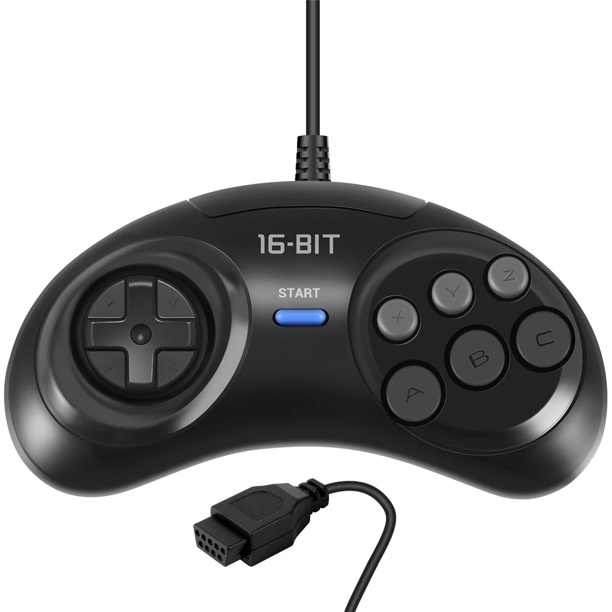 2 Pcs Game Controller for SEGA Genesis for 16 Bit Handle Controller 6 Button Gamepad for SEGA MD Game Accessories Black