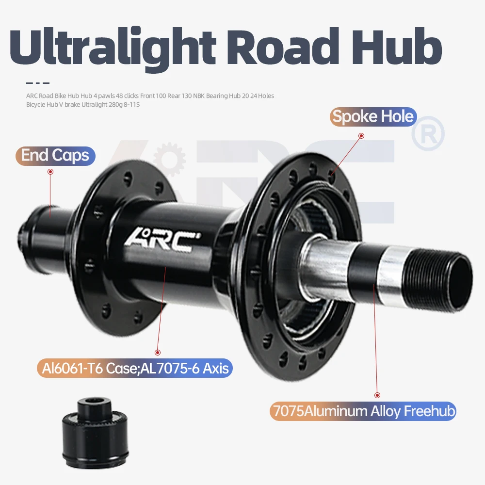 ARC Ultralight Road Hub 270g Front 100mm 20 Holes Rear 130mm 24 Holes Road Bike Hub With Quick Release HG 8 9 10 11 Speed