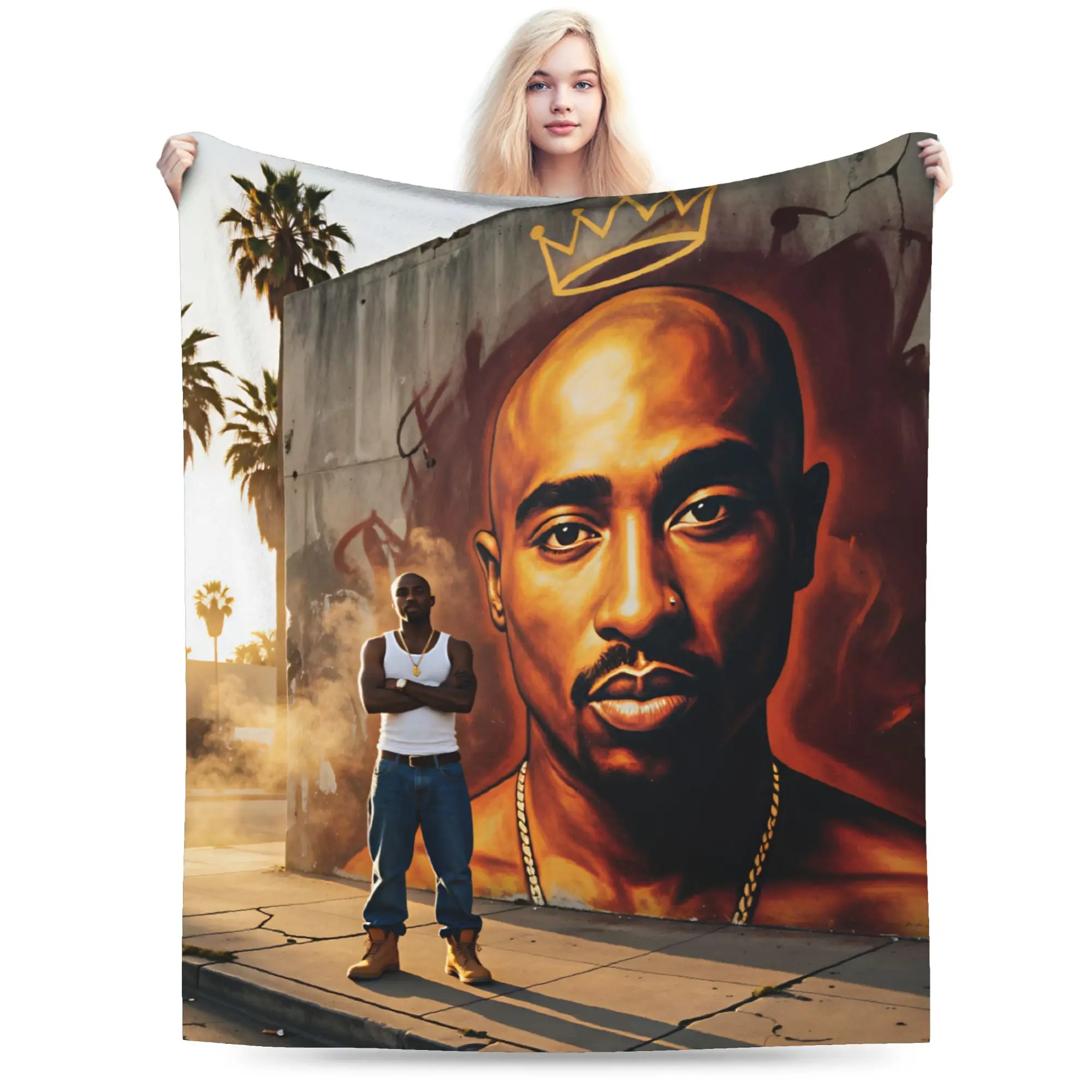Rapper Tupacs Warm Soft Blanket  Kids Adult Plush Throw Blanket Novelty Outdoor Flannel Bedspread Sofa Bed Cover
