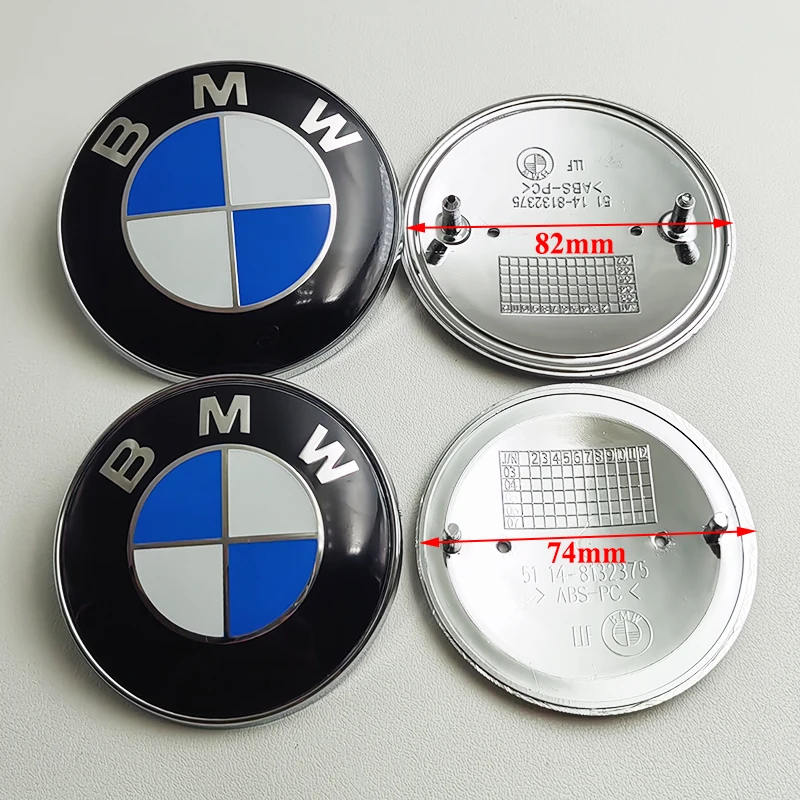 2pcs ABS 74mm 82mm BMW Hood Emblem Car Front Logo Rear Badge For BMW E39 E46 E30 E36 G20 E87 E60 E90 M2 M3 M4 M5 M6 Accessories