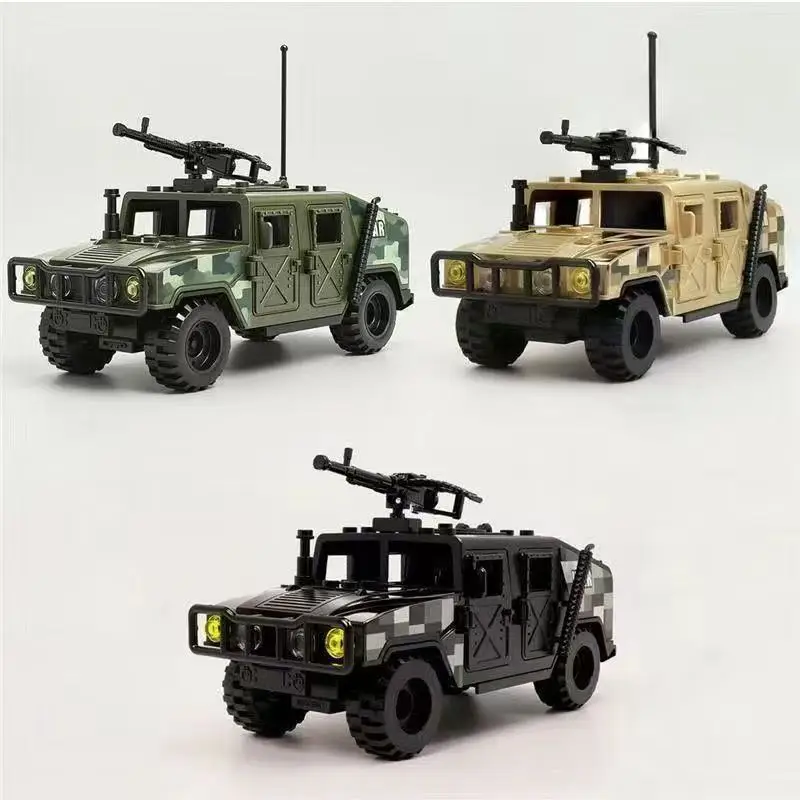 MOC Military SWAT Building Blocks Set – Bulletproof Shield Hummer Jeep & Blast-Proof Vehicle with Weapons Accessories Toys Gift view 3