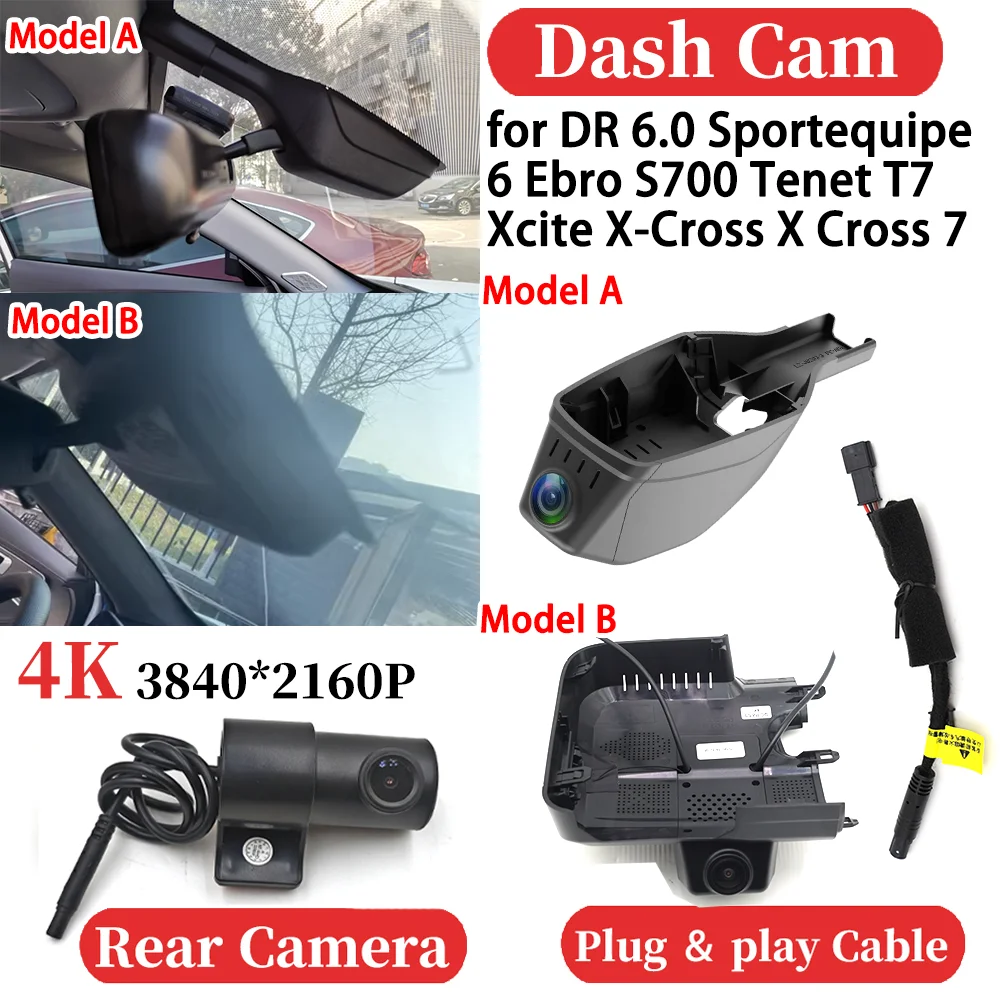 Para dr 6.0 sportequipe 6 ebro s700 tenet t7 xcite x-cross x cross 7 hud carro 4k wifi gravador de vídeo dvr traço cam painel câmera